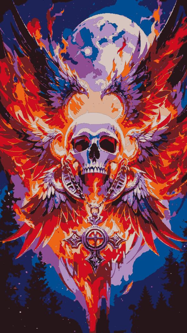 Fiery Winged Skull