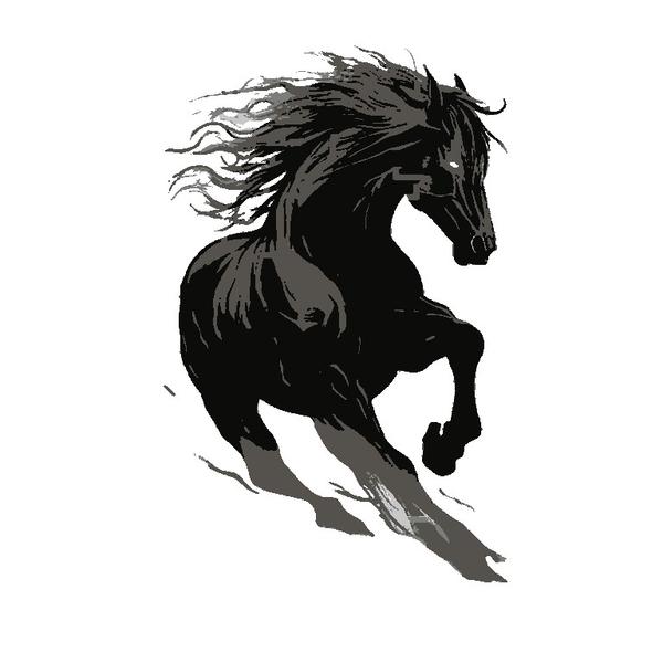 Galloping Black Stallion